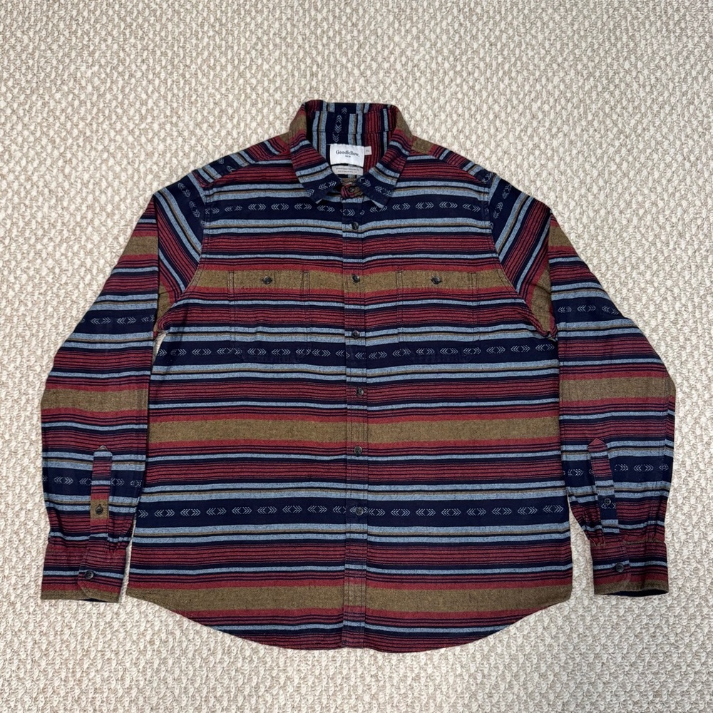 Goodfellow & Co Red and Blue Casual Button Down Shirt